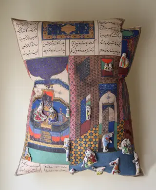 Siavash - "Useless Pillow" series - Mixed media on fabric - 70x90x35 cm - 2022